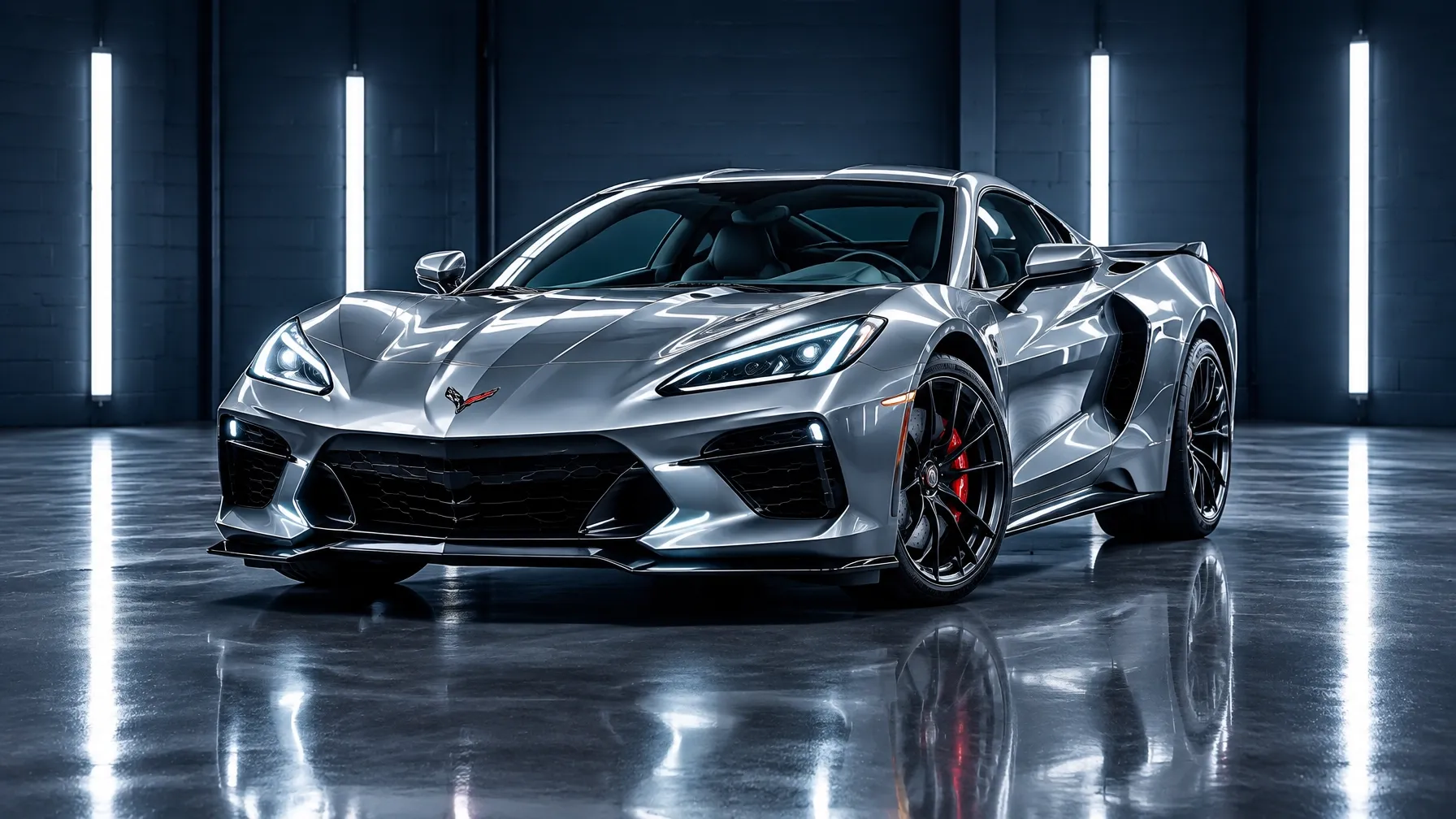 Silver performance car in a professional detailing studio